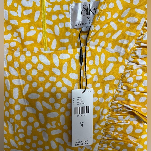 NWT Sika x Anthropologie size 8 marigold yellow dot maxi dress with pockets - Picture 5 of 10